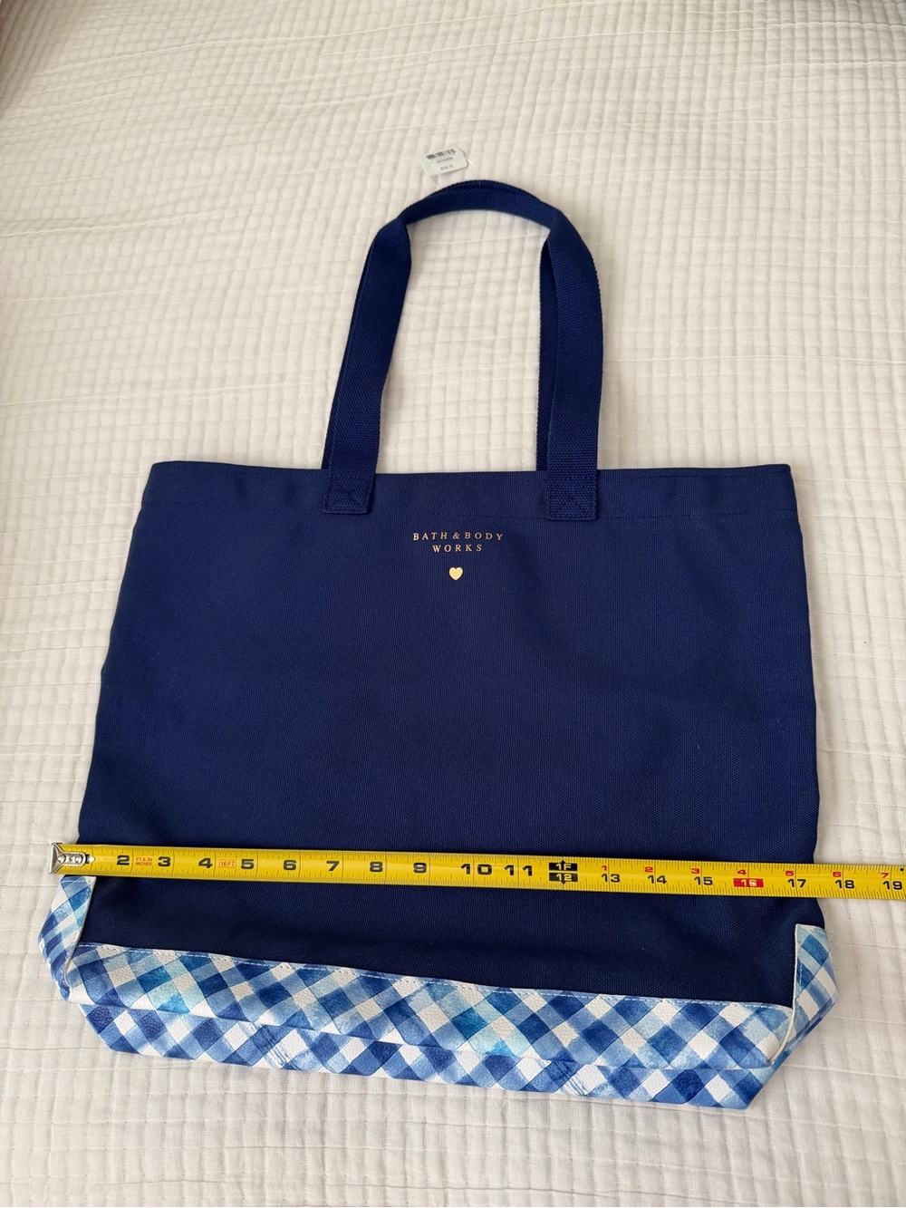 Bath & Body Works Navy Blue Gingham Trim Tote - Picture 3 of 7